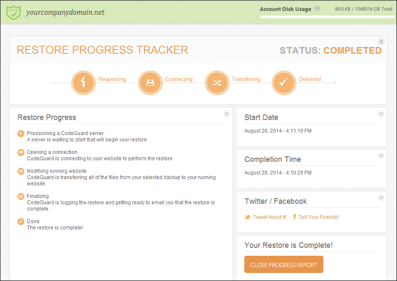 Restore progress